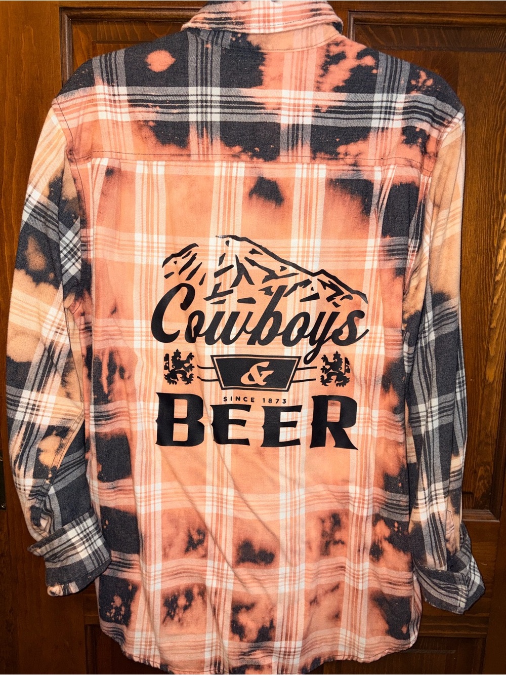 Custom Upcycled Bleached Cowboys & Beer Flannel